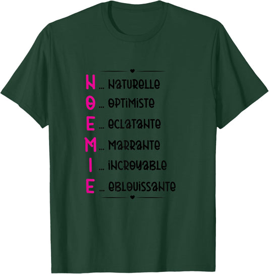 Noémie Prenom Personnalisé Femme Cadeau Prenom Noemie Girls' , Black, S T-Shirt - T-Shirt | Forest
