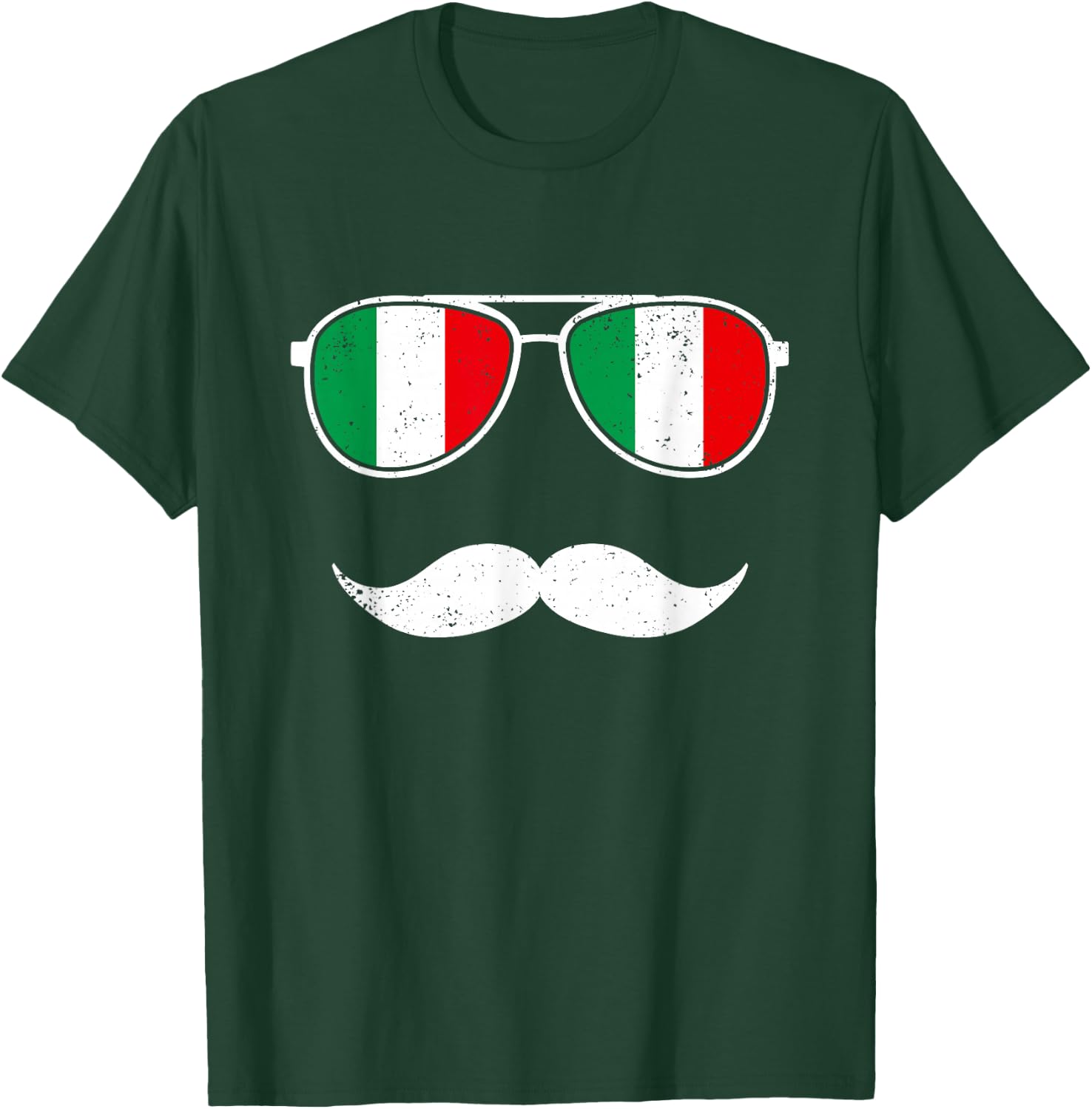 Italien-Flagge, Retro-Sonnenbrille, Schnurrbart, lustige italienische Jungen T-Shirt - T-Shirt | Forest