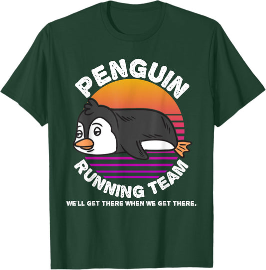 Funny Penguin Running Team Shirt Kids Men Women Gift T-Shirt - T-Shirt | Forest