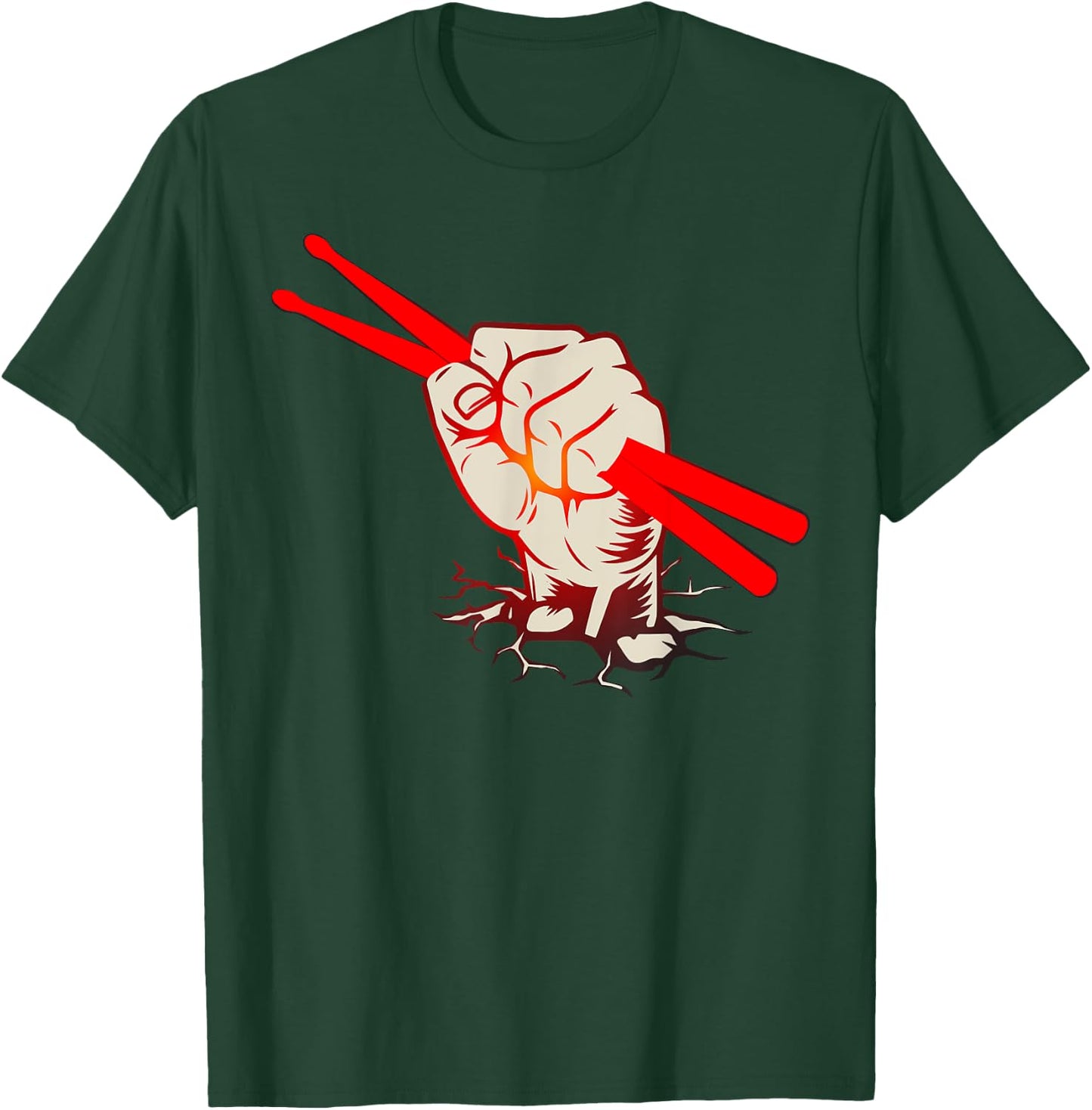 Vintage Drummer Retro Distressed Drum Sticks Hand T-Shirt - T-Shirt | Forest