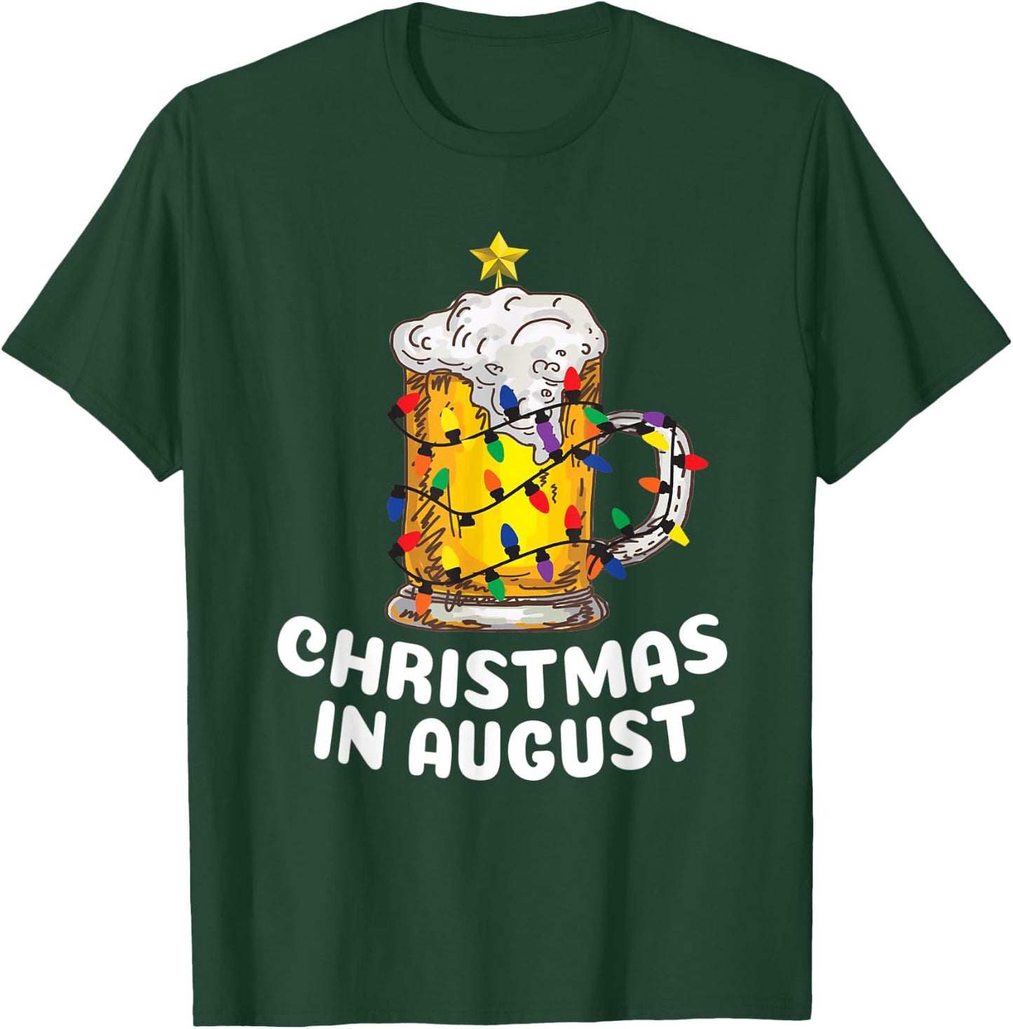 Awesome Beer Xmas Tree Summer For Christmas In August Men Women T-Shirt - T-Shirt | Forest