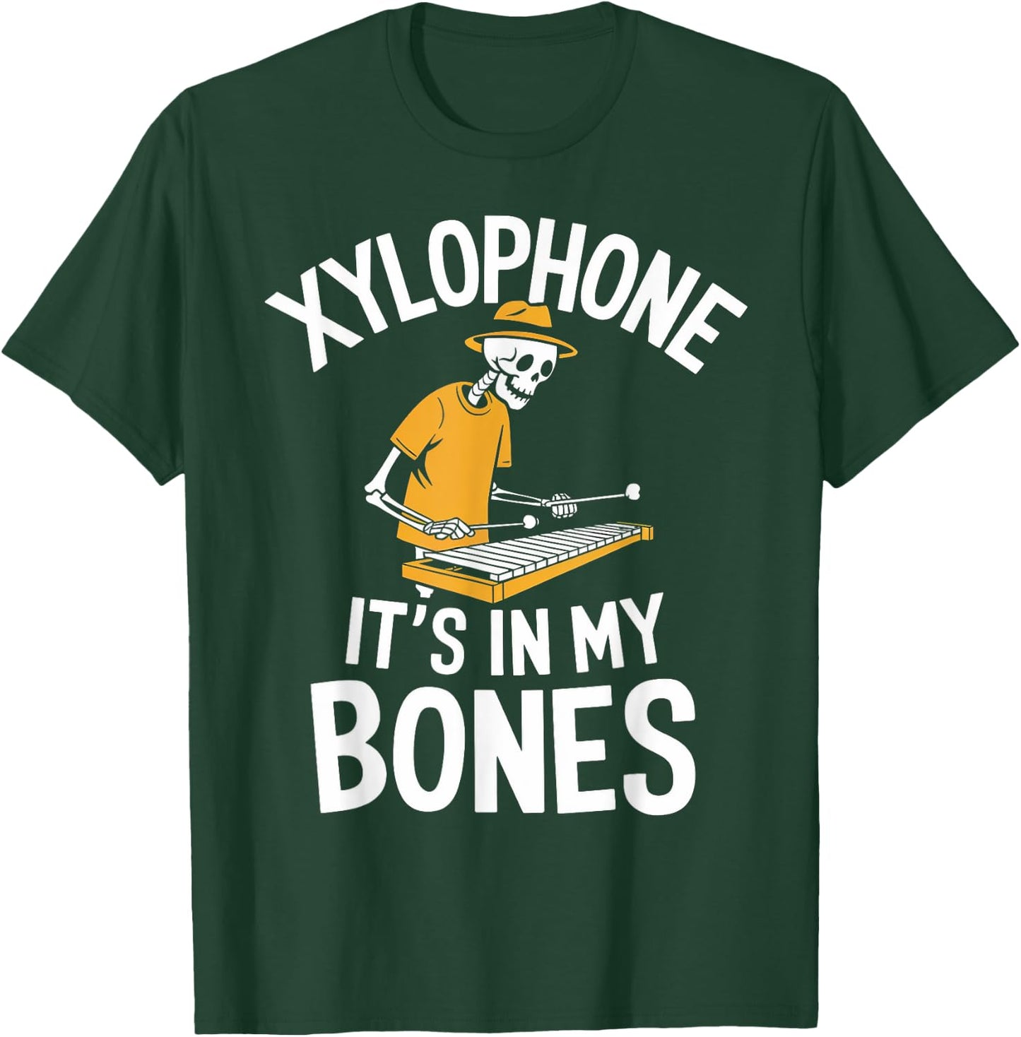 Funny Xylophonist Skeleton Playing Xylophone T-Shirt - T-Shirt | Forest
