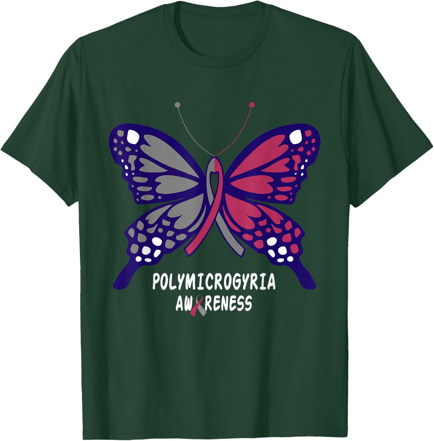 Polymicrogyria Awareness Butterfly T-Shirt - T-Shirt | Forest