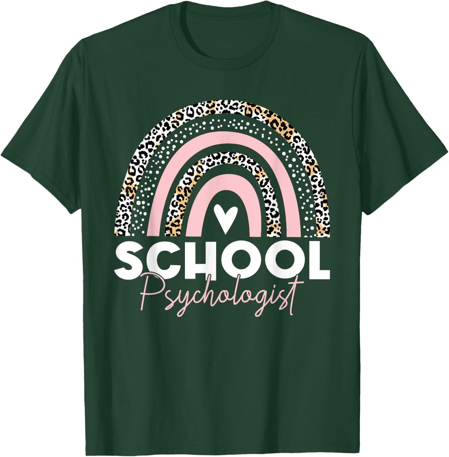 School Psych teacher School Psychologist leopard rainbow T-Shirt - T-Shirt | Forest