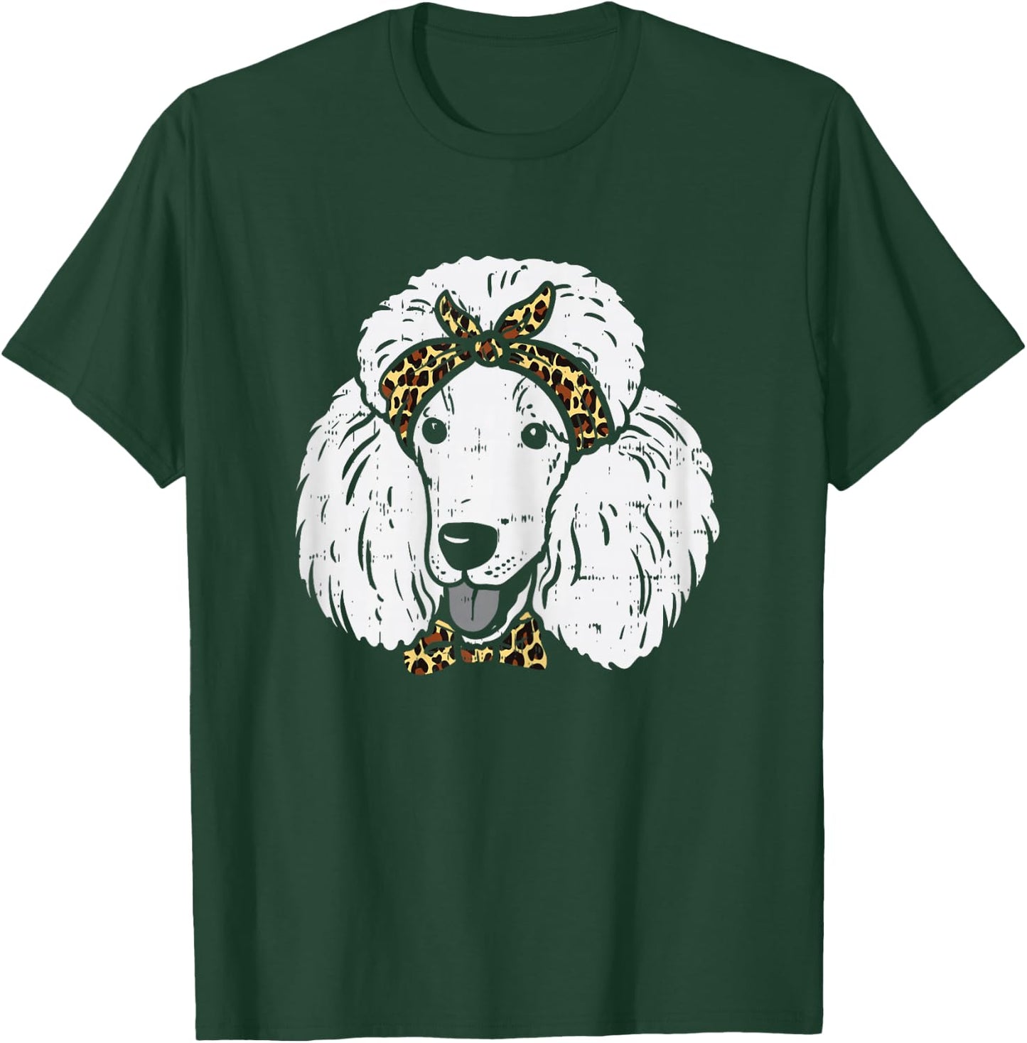 Poodle Leopard Bandana Cute Dog Lover Owner Girls Women Gift T-Shirt - T-Shirt | Forest