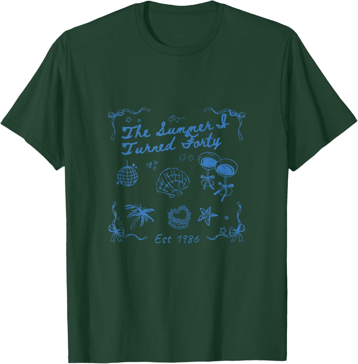 Summer I Turned Forty 40th Birthday Seashell Coastal Beach T-Shirt - T-Shirt | Forest