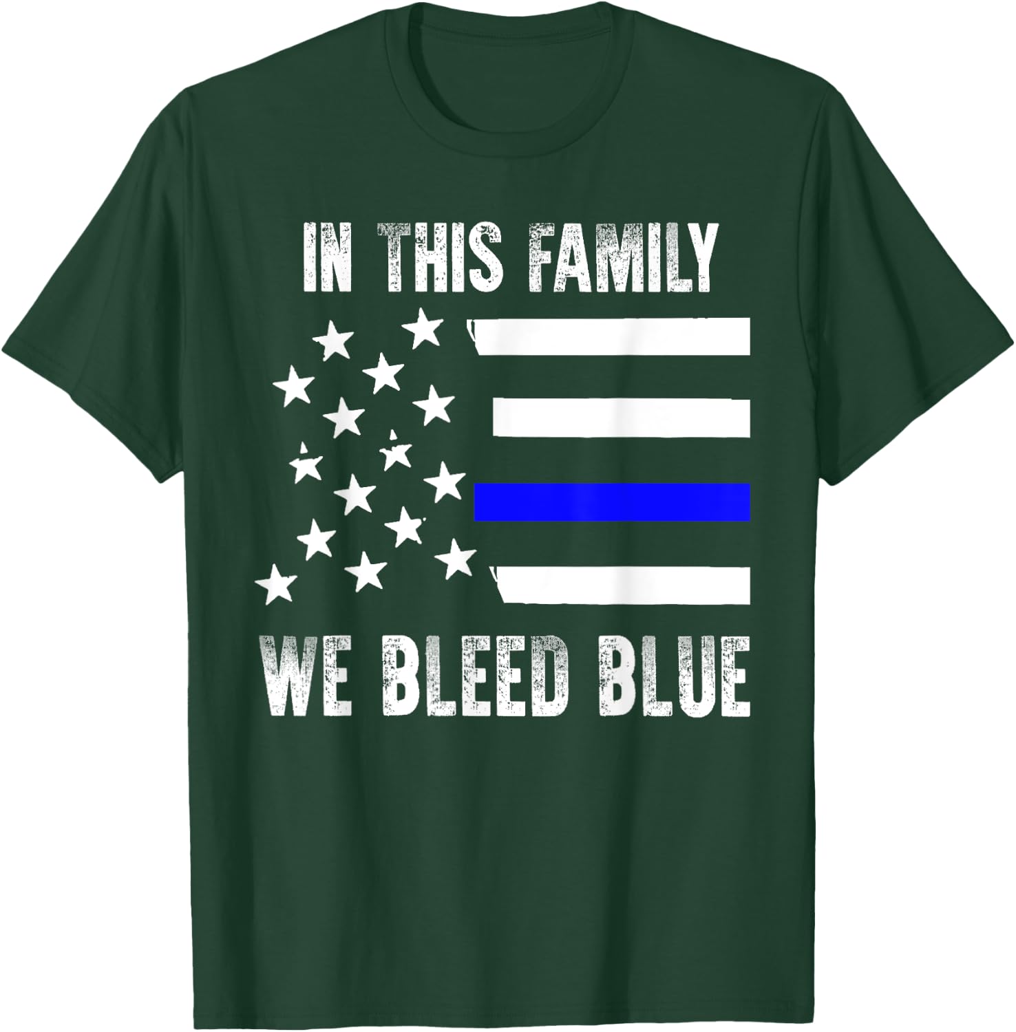 Police Cop Officer Shirt We Bleed Blue US Flag Gift T-Shirt - T-Shirt | Forest