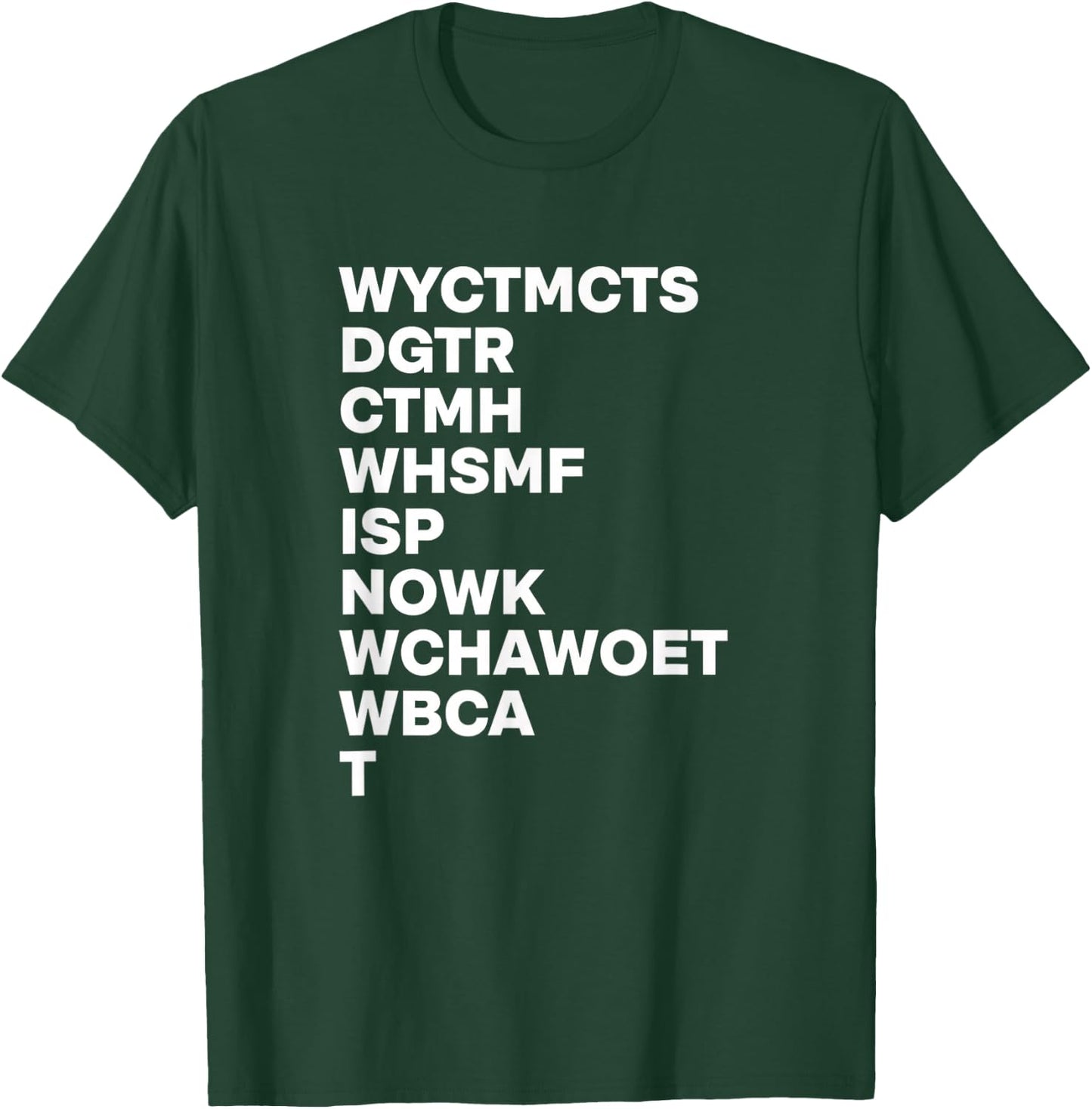 Wyctmcts Dgtr Ctmh Whsmf Isp Nowk Wchawoet Wbca T Literary T-Shirt - T-Shirt | Forest