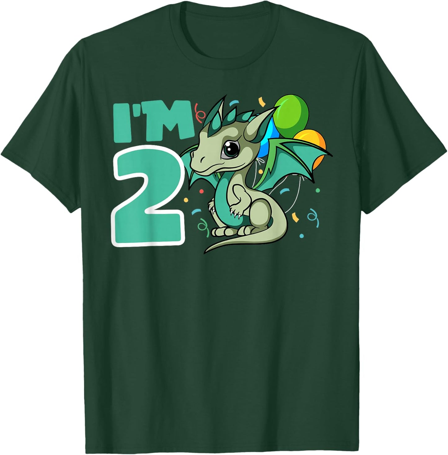 I'm 2 Dragon Birthday Party Mystic Magical Celebration T-Shirt - T-Shirt | Forest