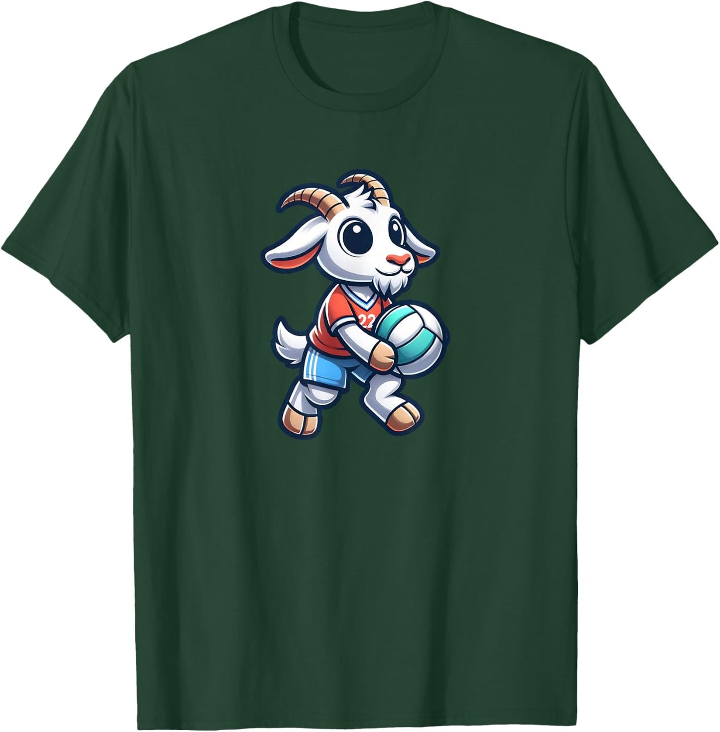 Unique Goat Volleyball Player Team Spirit Art T-Shirt - T-Shirt | Forest