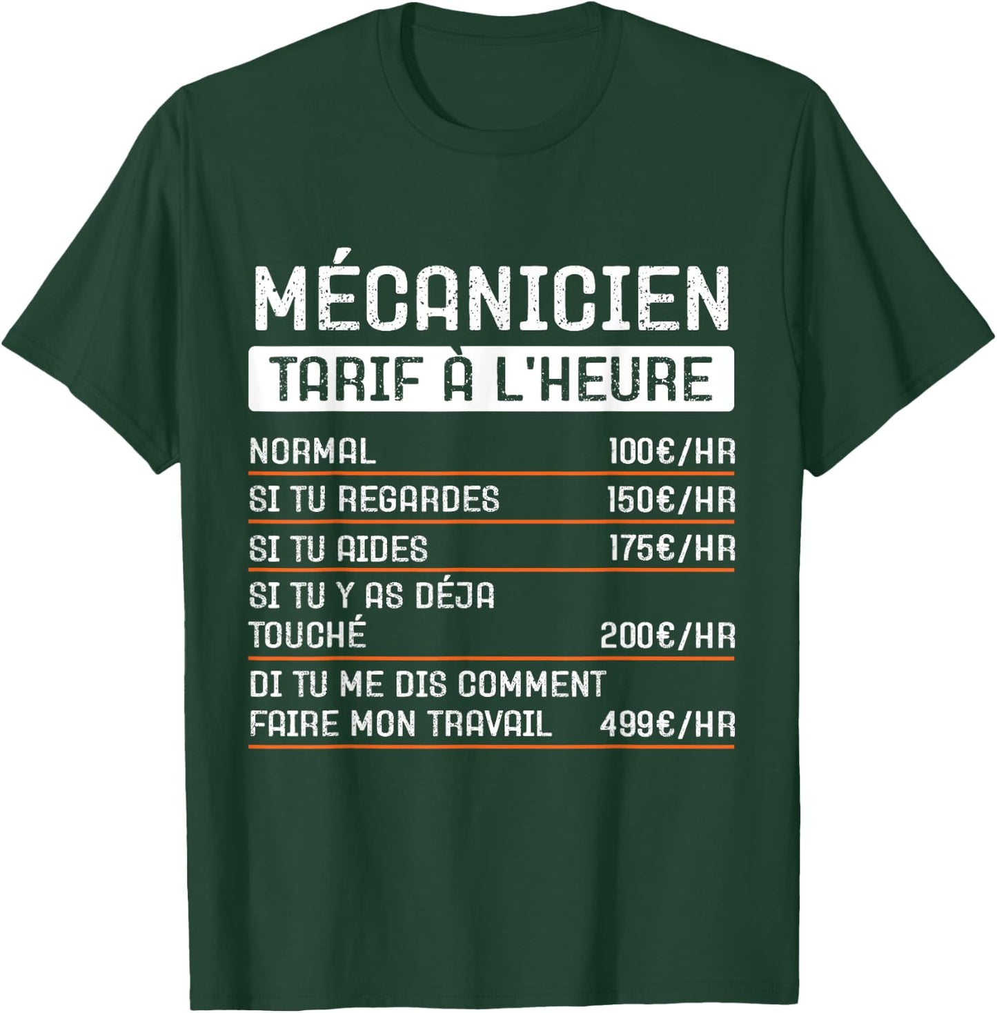 Humor Mechanic Hourly rate Gift Occupation T-Shirt - T-Shirt | Forest