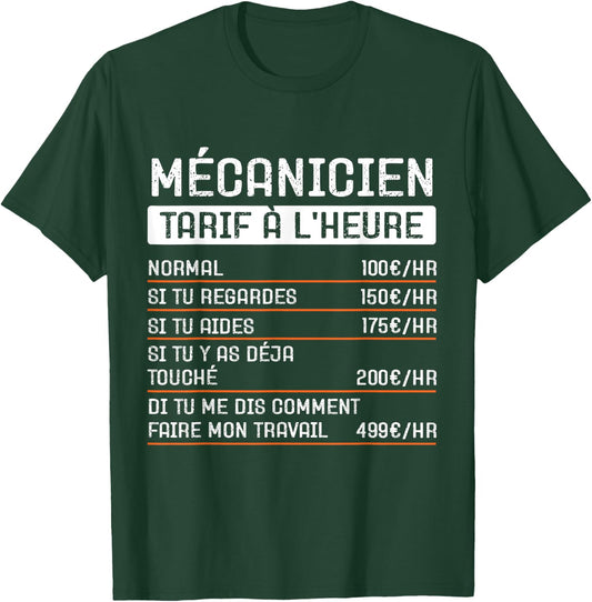 Humor Mechanic Hourly rate Gift Occupation T-Shirt - T-Shirt | Forest