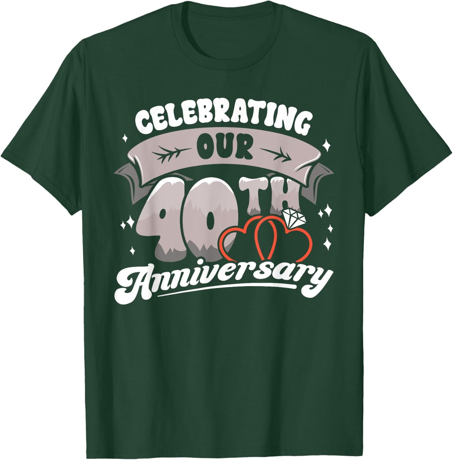 40th Wedding Anniversary Celebrating 40 Years Matching Gift T-Shirt - T-Shirt | Forest