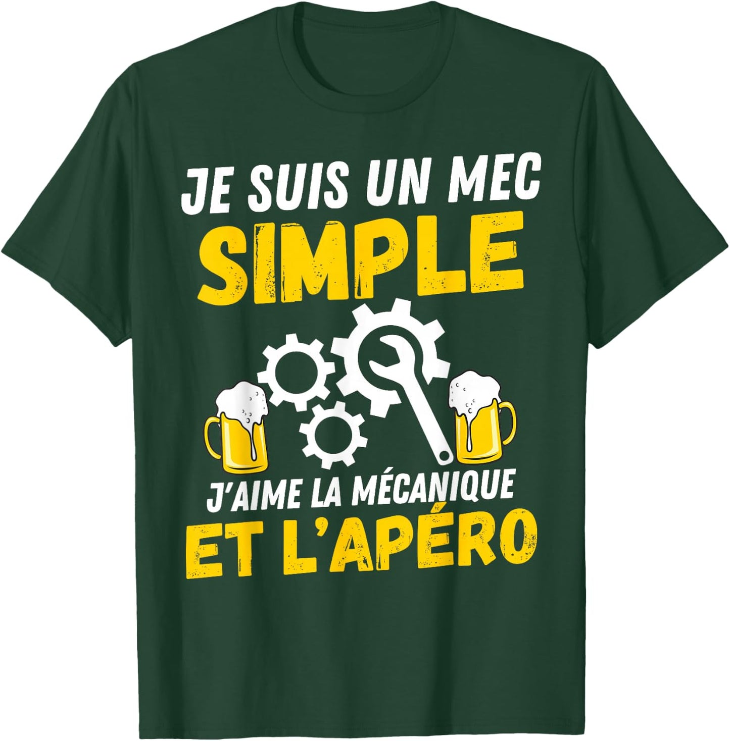 Simple guy J'aime meçanique apèro mechanic humour mechanic , Black, S T-Shirt - T-Shirt | Forest