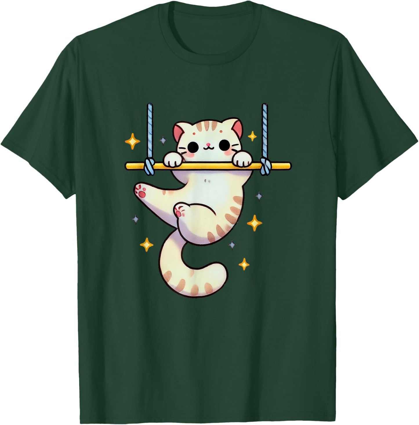 Hang In There Aerial Kitty Aerialist Cat Trapeze Men Women Kids T-Shirt - T-Shirt | Forest