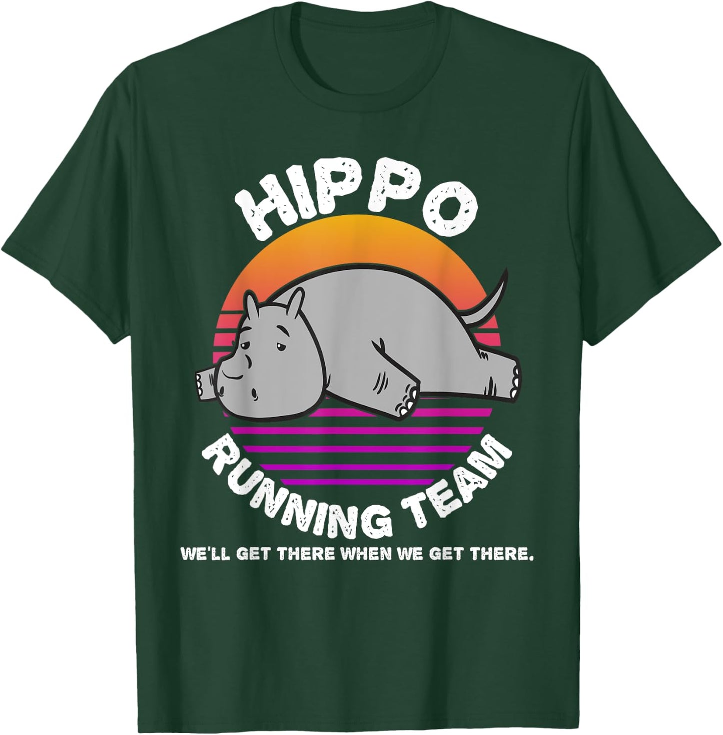 Funny Hippo Running Team Shirt Kids Men Women Gift T-Shirt - T-Shirt | Forest