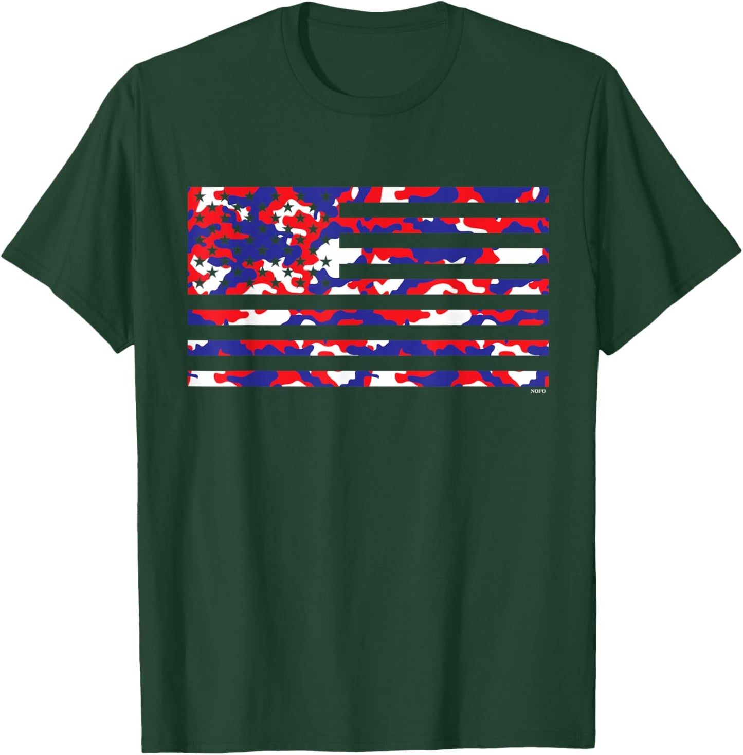 Red White and Blue Camo American Flag USA T-Shirt - T-Shirt | Forest