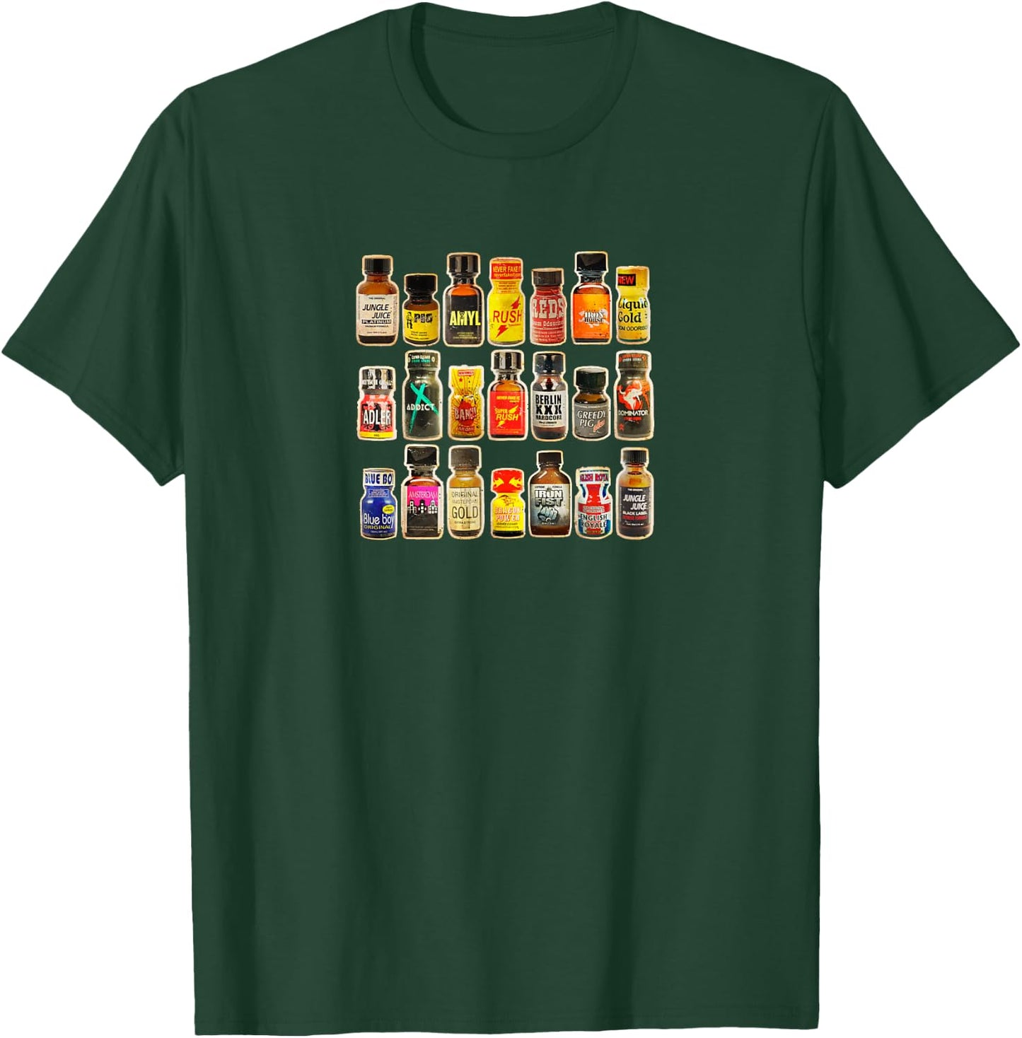 Poppers Bottles Vintage Gay Rush Jungle Juice Amyl Inhaler T-Shirt - T-Shirt | Forest