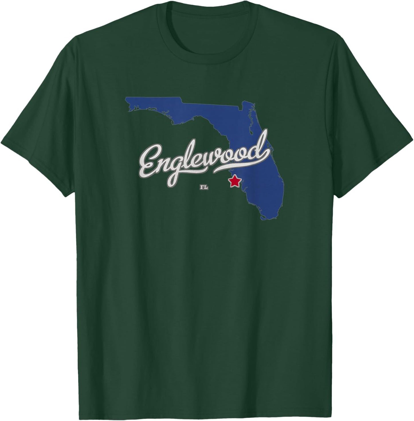 Englewood Florida FL Map T-Shirt - T-Shirt | Forest
