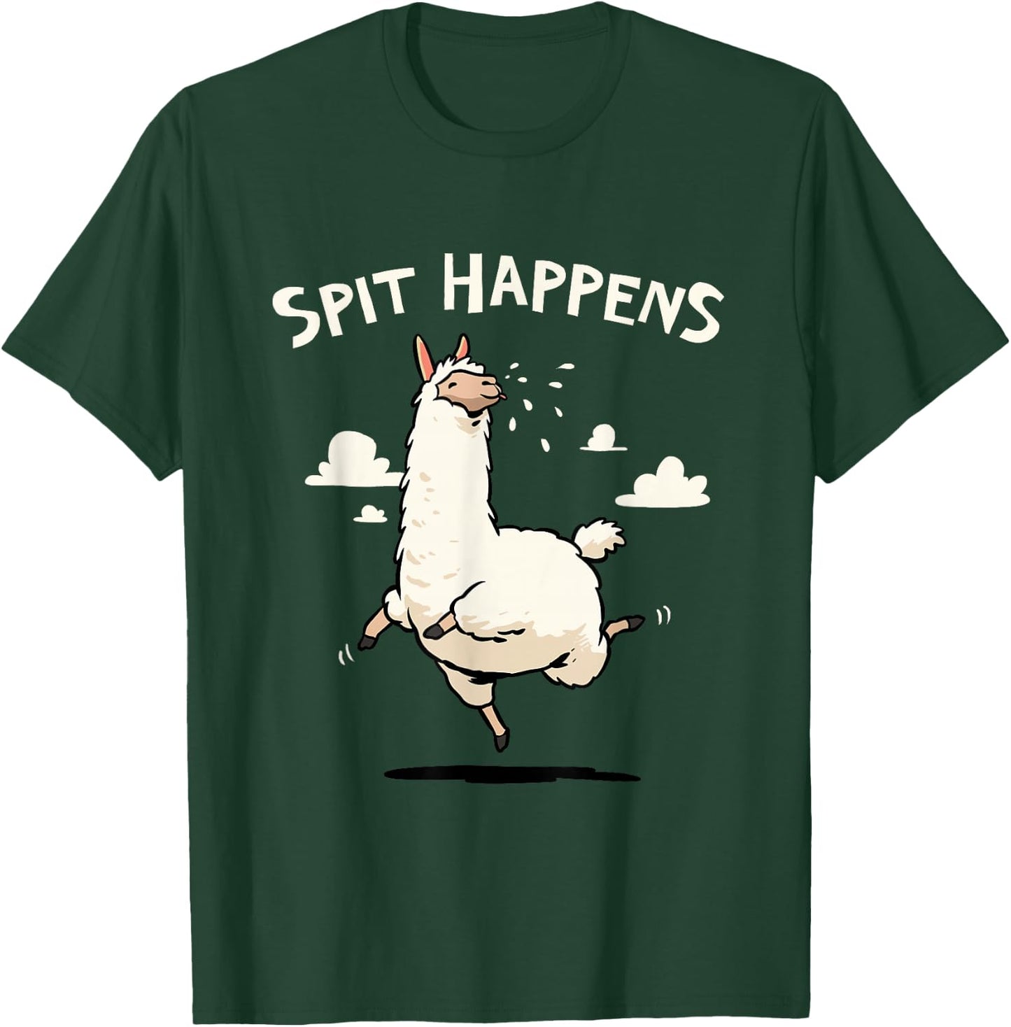 Spit Happens Funny Llama Cartoon T-Shirt - T-Shirt | Forest