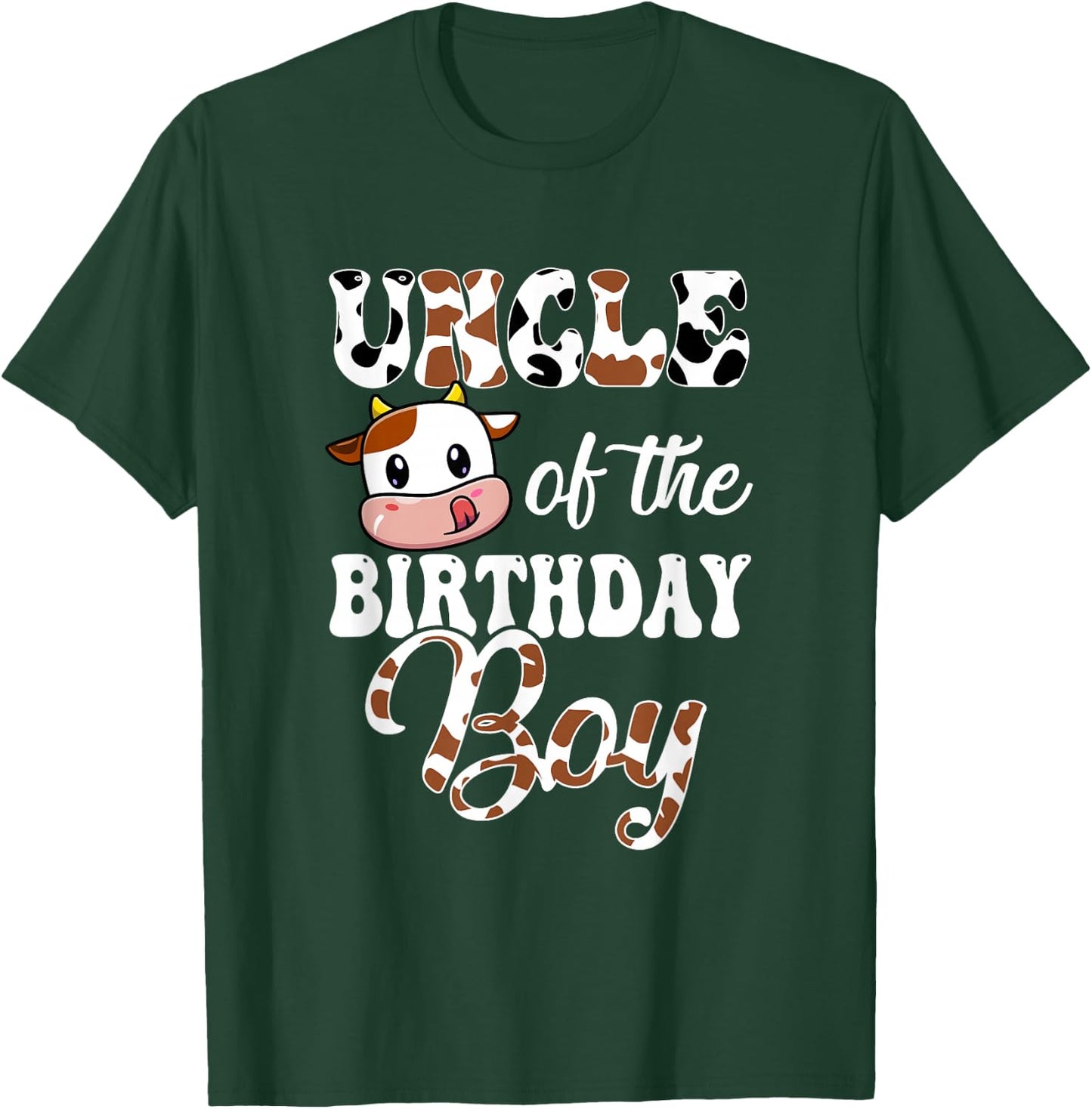 Uncle Of The Birthday Boy Cow Farm 1St Birthday Boy T-Shirt - T-Shirt | Forest
