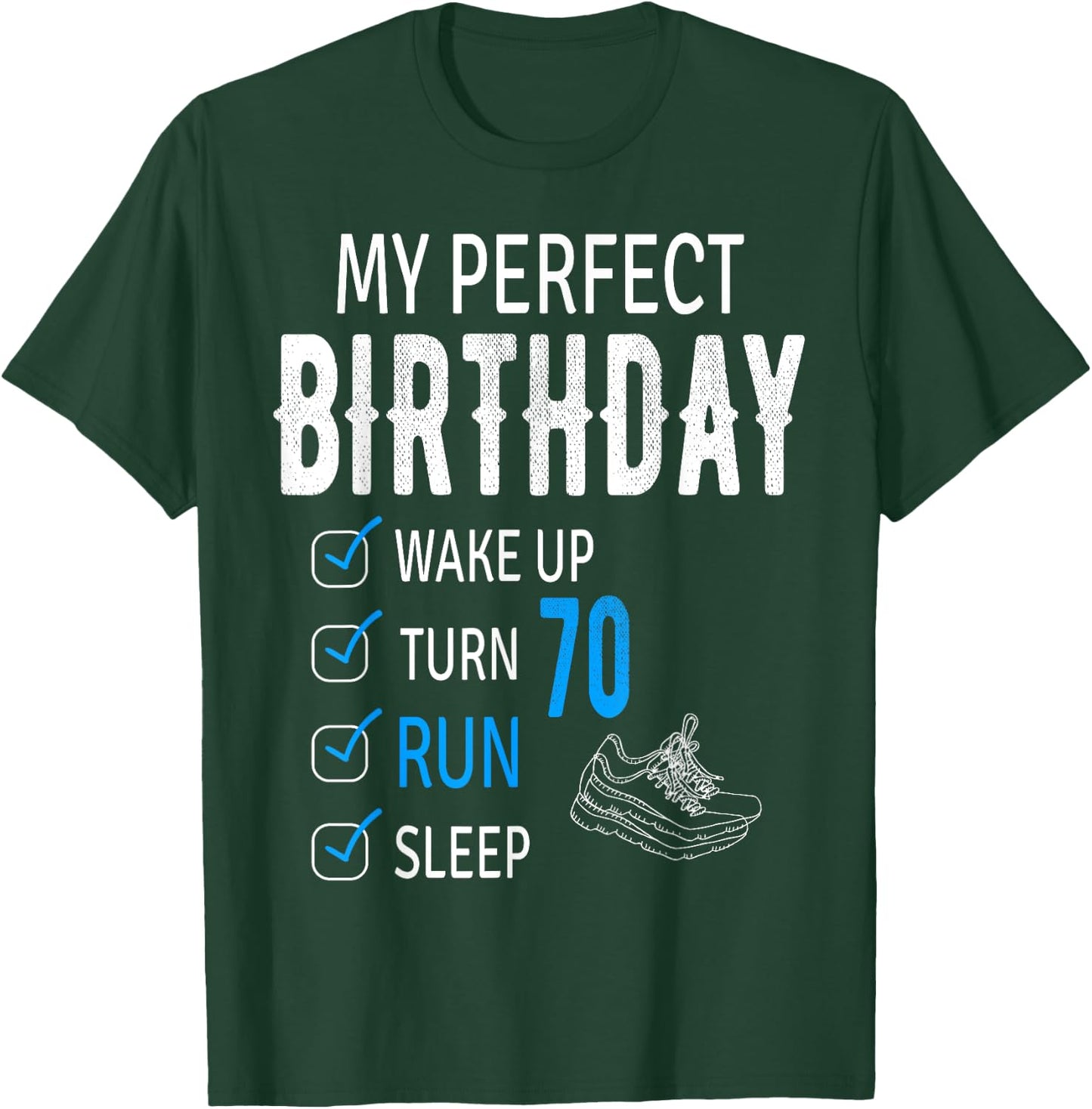 Funny Running Design for 70 Years Old Birthday Celebration T-Shirt - T-Shirt | Forest
