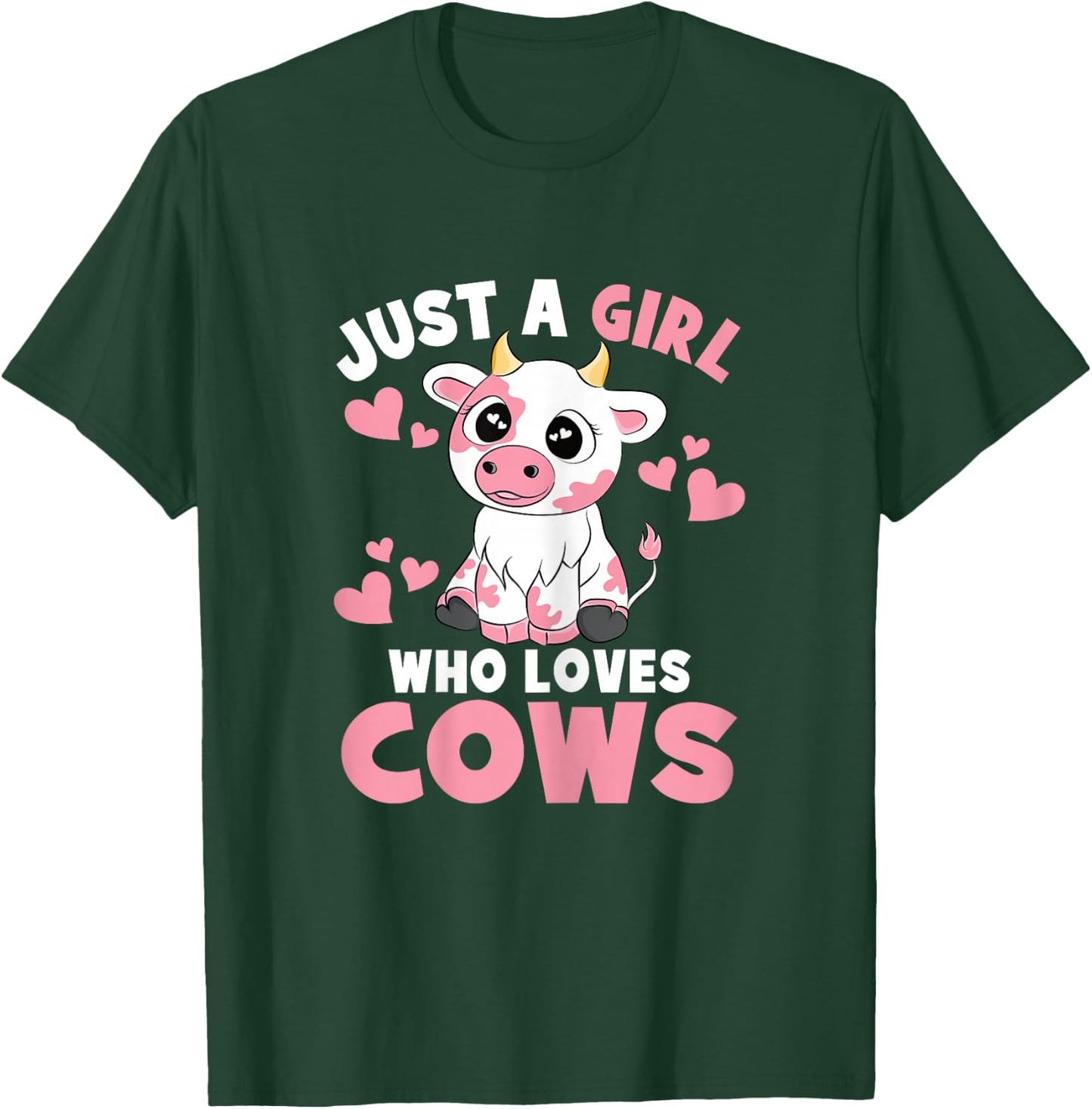 Just A Girl Who Loves Cows Cute Cow Lover Cow Print Kids T-Shirt - T-Shirt | Forest