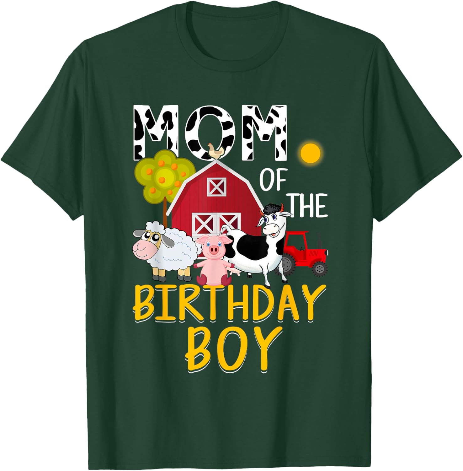 Mom of The Birthday Boy Cow Shirt Farm Barnyard Party Gift T-Shirt - T-Shirt | Forest