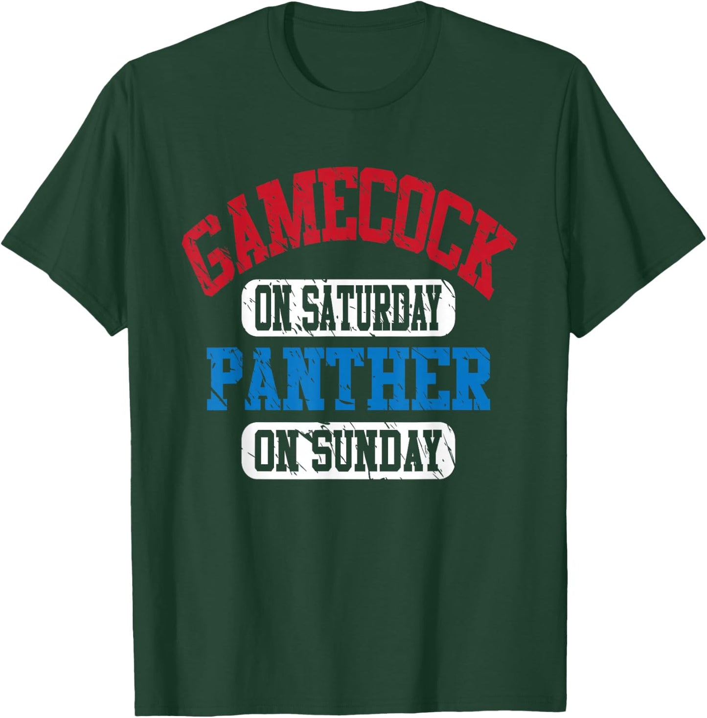 Gamecock On Saturday Panther On Sunday Fanny Vintage Sports T-Shirt - T-Shirt | Forest