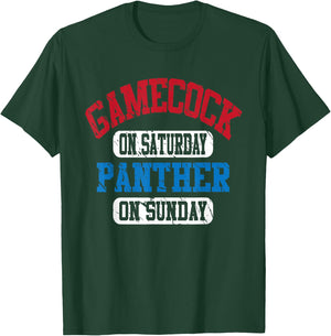 Gamecock On Saturday Panther On Sunday Fanny Vintage Sports T-Shirt - T-Shirt | Forest