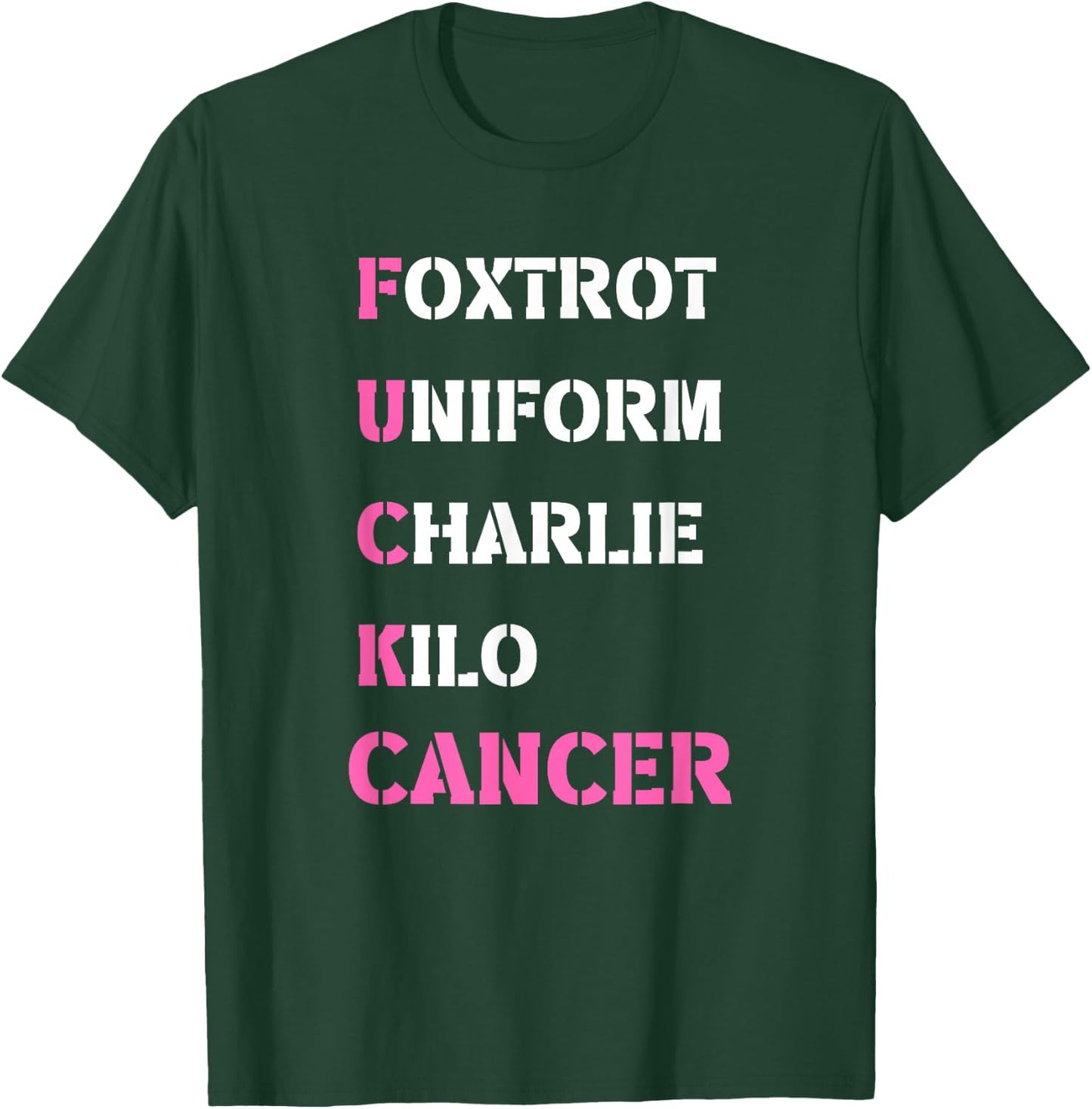 Foxtrot Uniform Charlie Kilo F-ck Breast Cancer - Support T-Shirt - T-Shirt | Forest