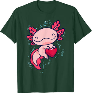 Axolotl Shirt Axolotl Shirts For Girls Boys Kids Cute Heart T-Shirt - T-Shirt | Forest