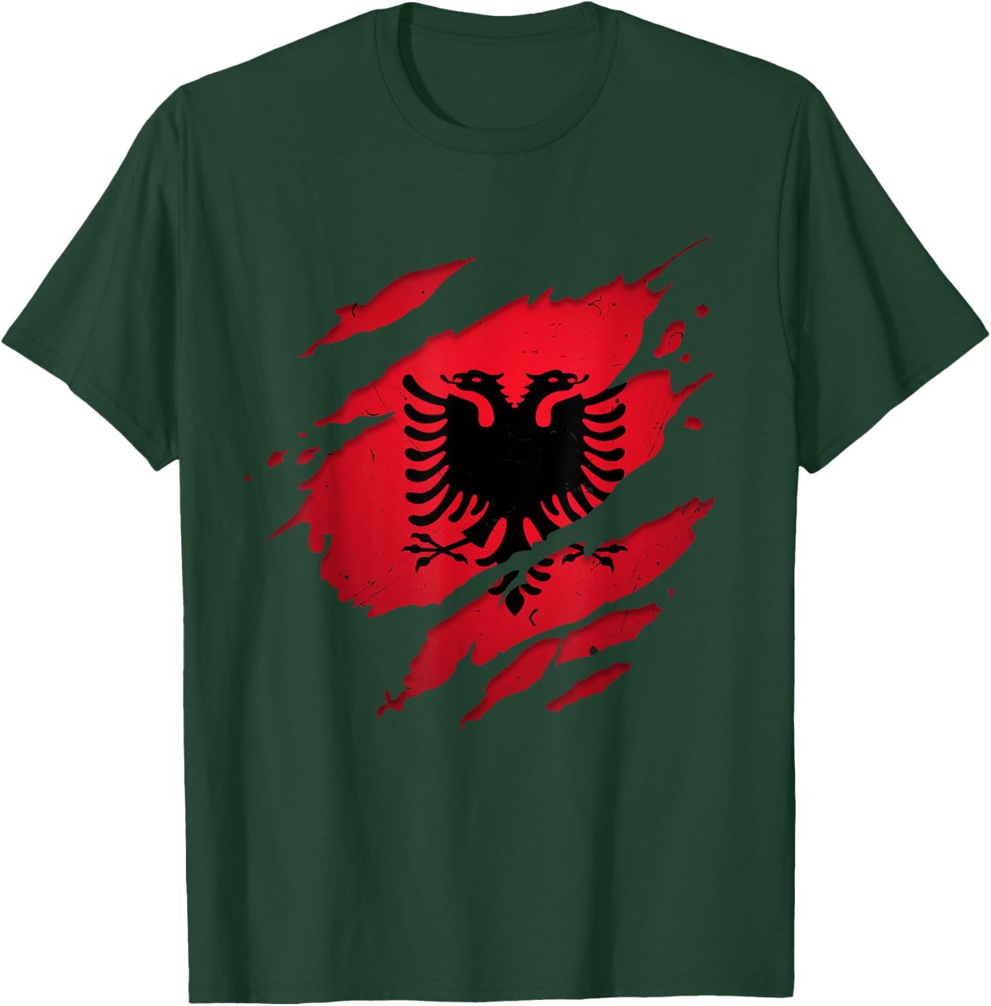 Stolze albanische Hemden | zerrissene Albanien-Flagge T-Shirt - T-Shirt | Forest