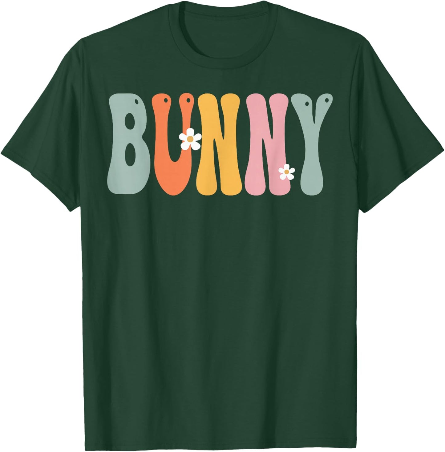BUNNY Retro Groovy Print Mom Cute Mother's Day Funny Grandma T-Shirt - T-Shirt | Forest