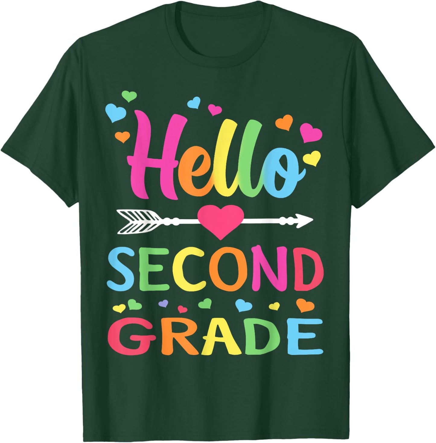 Hello Second Grade Team 2nd Grade Back to School Teacher Kid T-Shirt - T-Shirt | Forest