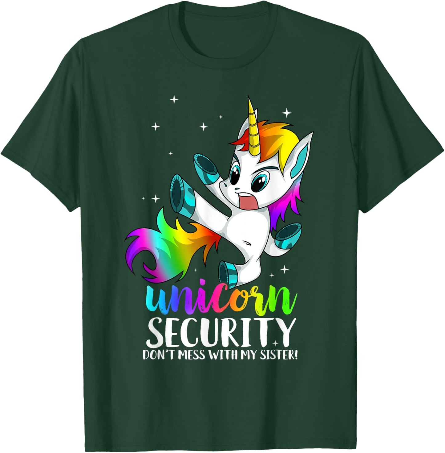 Unicorn Security Dont Mess With My Sister Kung Fu Brother T-Shirt - T-Shirt | Forest