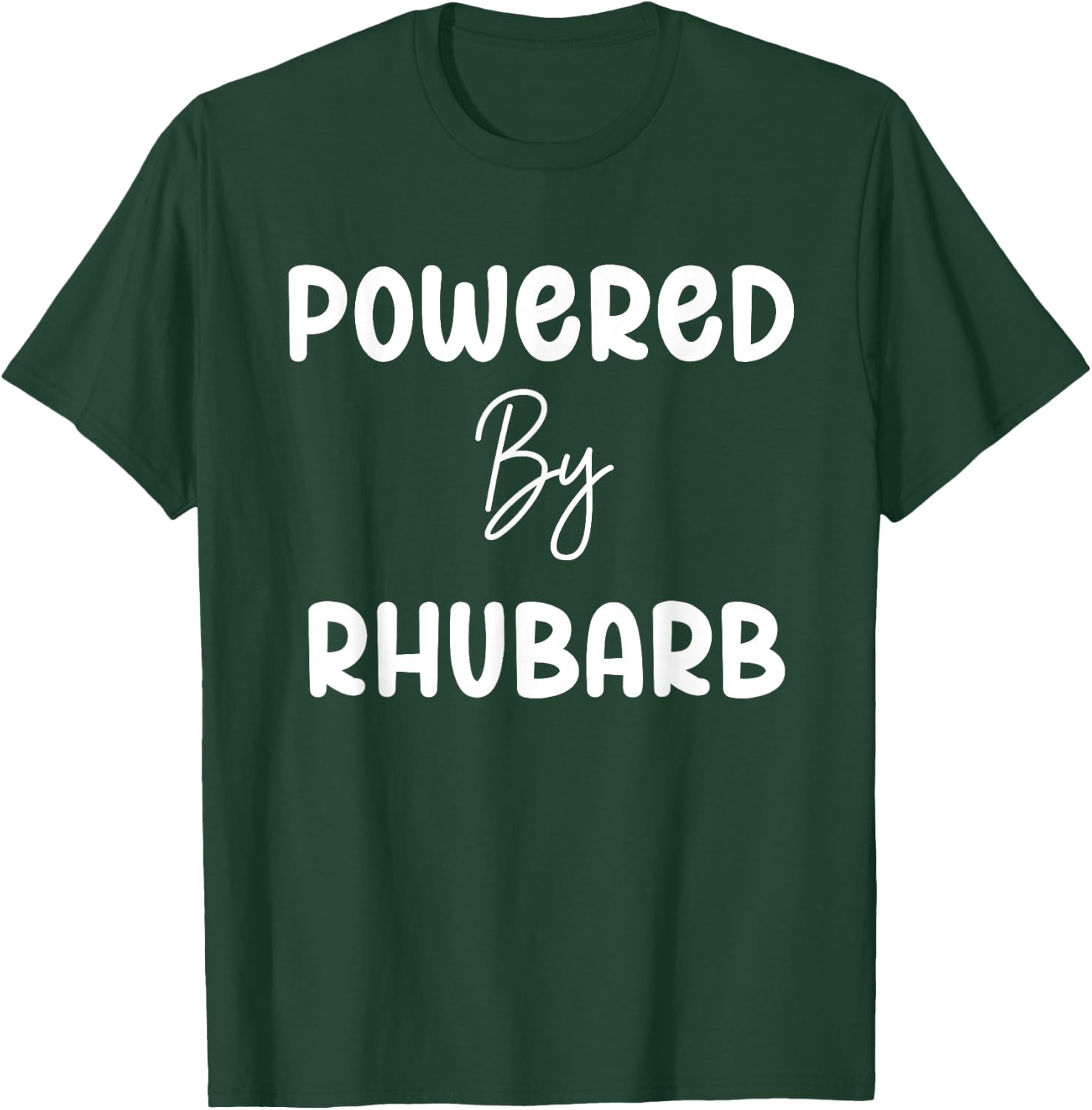Powered By Rhubarb Retro Vintage Text T-Shirt - T-Shirt | Forest