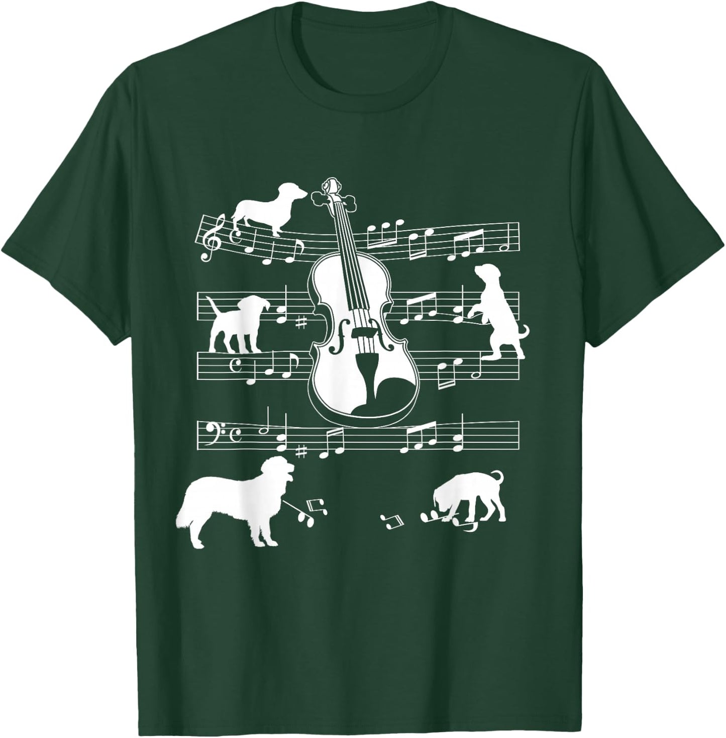 Violin Player Dog for Violinist Dogs and Violin T-Shirt - T-Shirt | Forest