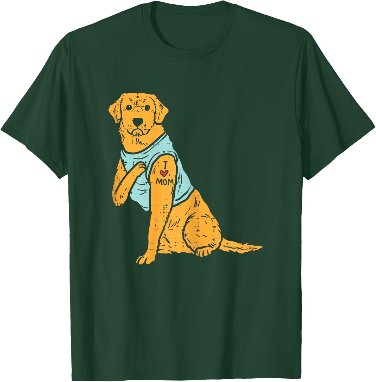 I Love Mom Golden Retriever Labrador Dog Lover Women Gift T-Shirt - T-Shirt | Forest