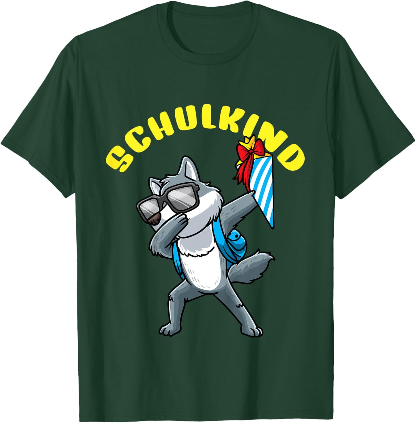Kinder Einschulung Schulkind Schultüte Wolf Schulanfang T-Shirt - T-Shirt | Forest