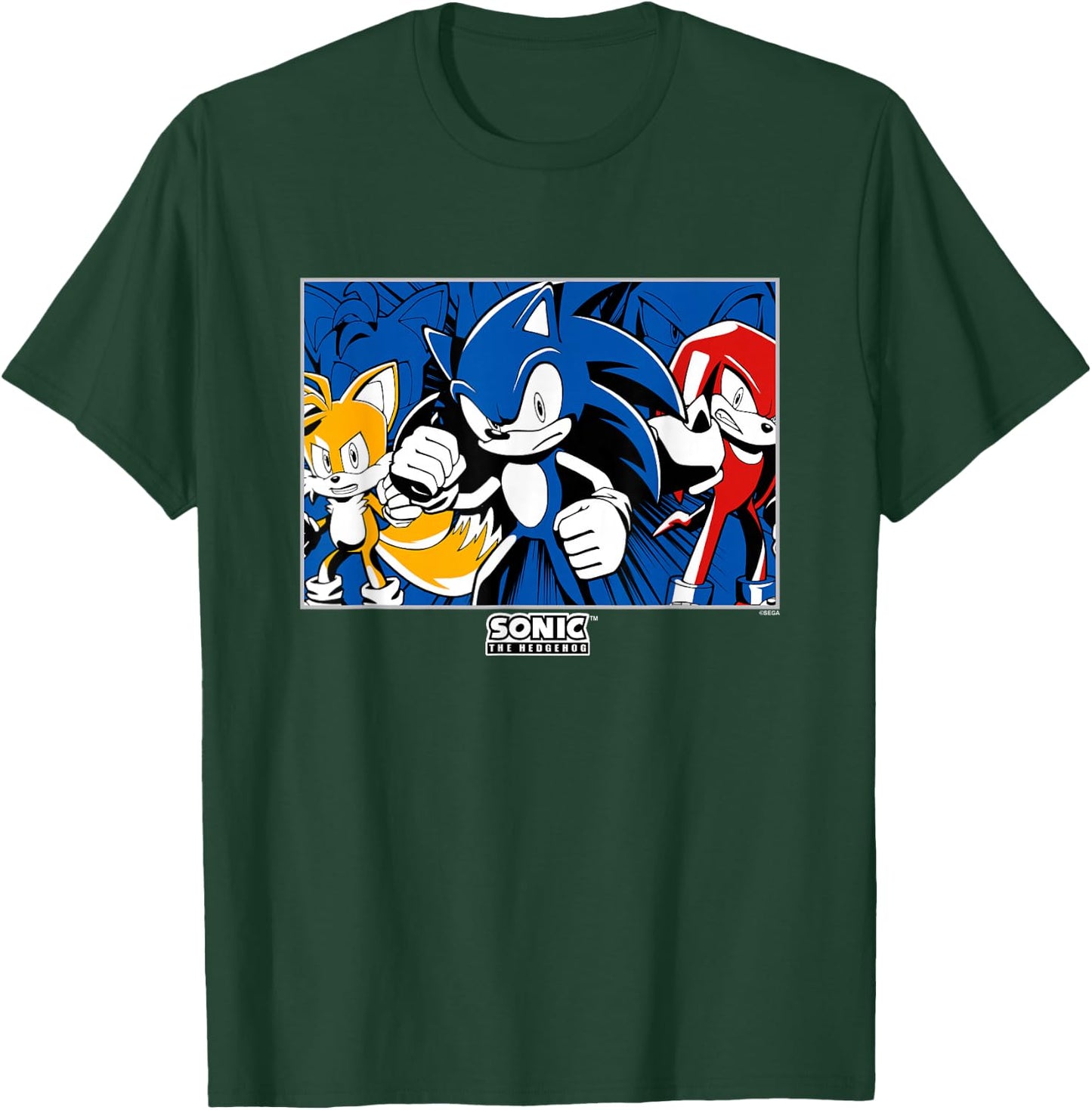 Sonic The Hedgehog Sonic Tails & Knuckles Epic Retro Panel T-Shirt - T-Shirt | Forest