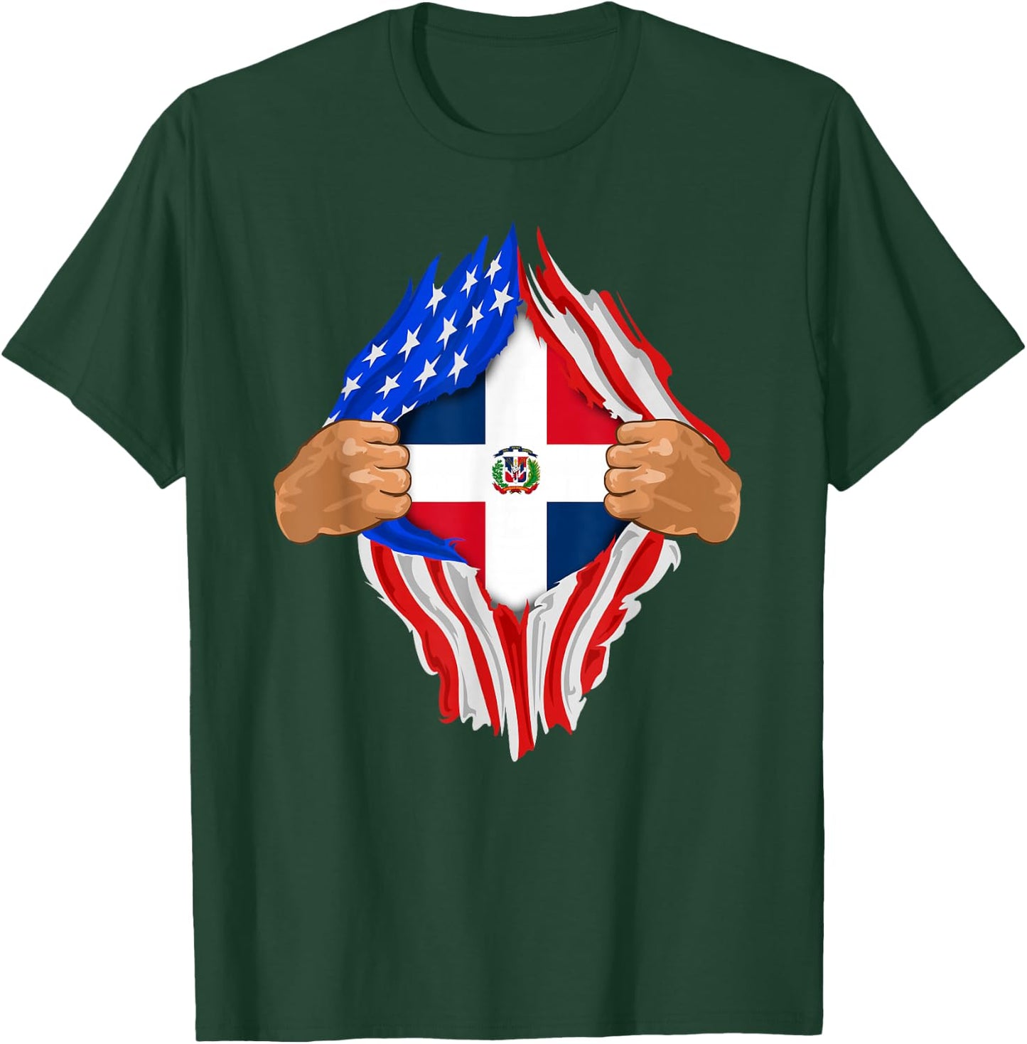 Dominican Blood Inside Me Shirt Dominican Republic Flag Gift T-Shirt - T-Shirt | Forest