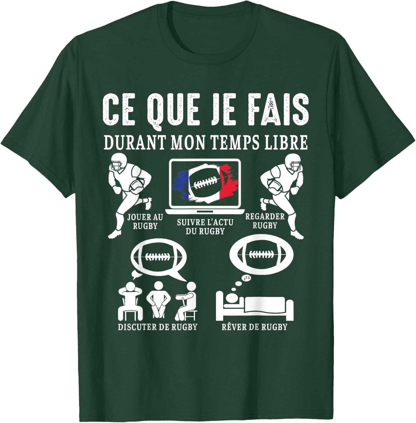 Rugby what I do rugby fan Rugby player france Funny , Black, S T-Shirt - T-Shirt | Forest