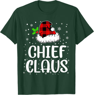 Chief Claus Christmas Lights Red Plaid Family Matching Gifts T-Shirt - T-Shirt | Forest