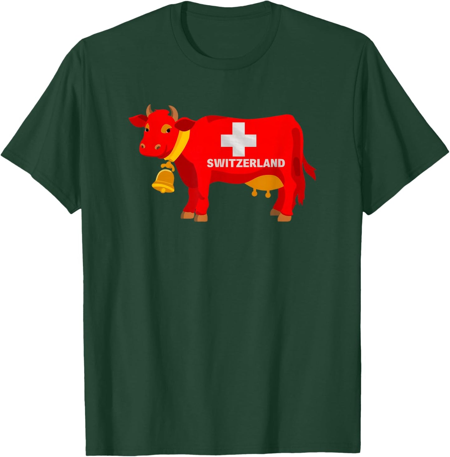 Swiss Cow Flag Switzerland Sweet Swiss Alps T-Shirt - T-Shirt | Forest