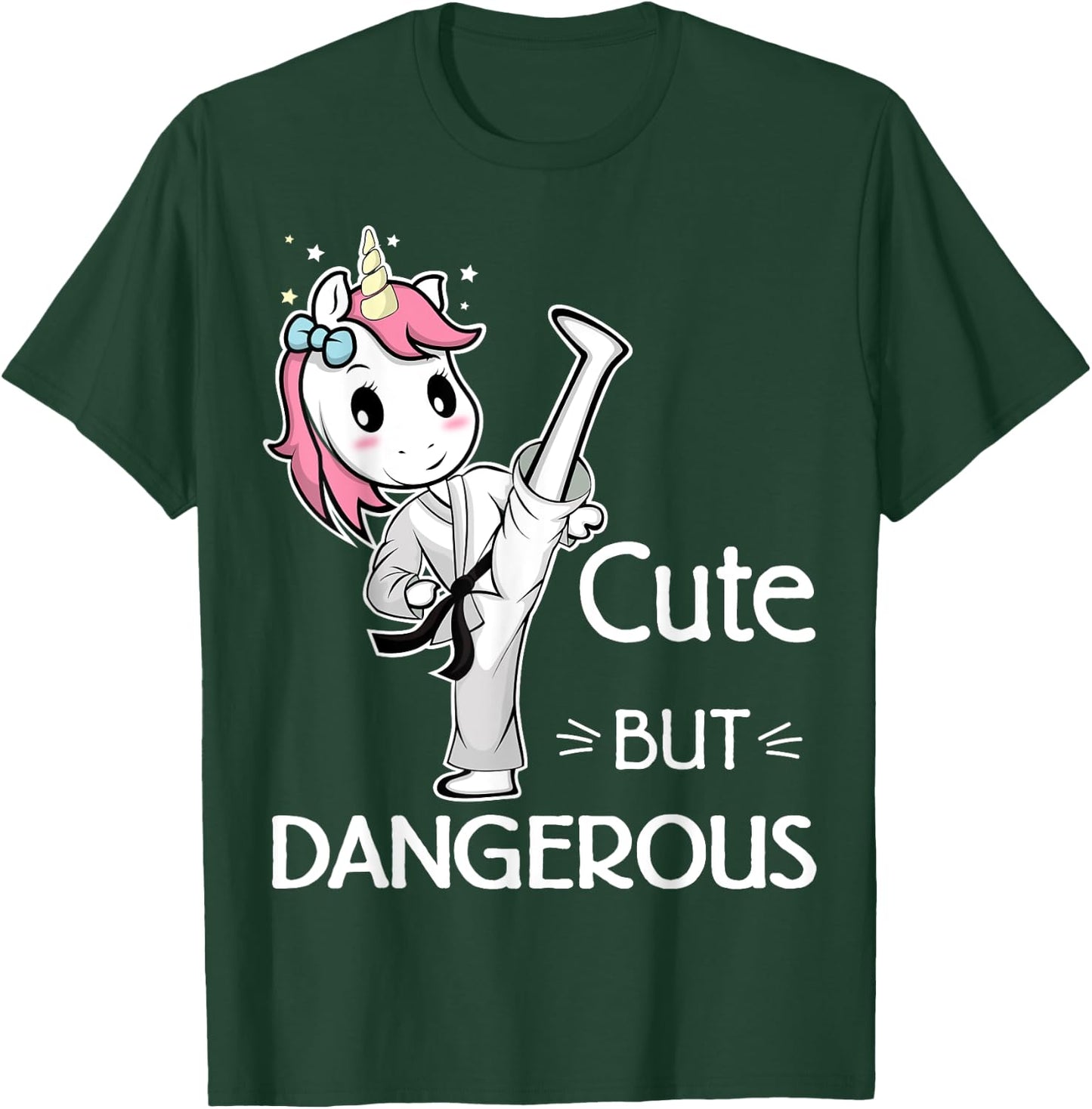 Cute but Dangerous Karate Taekwondo Unicorn Karate Girl T-Shirt - T-Shirt | Forest