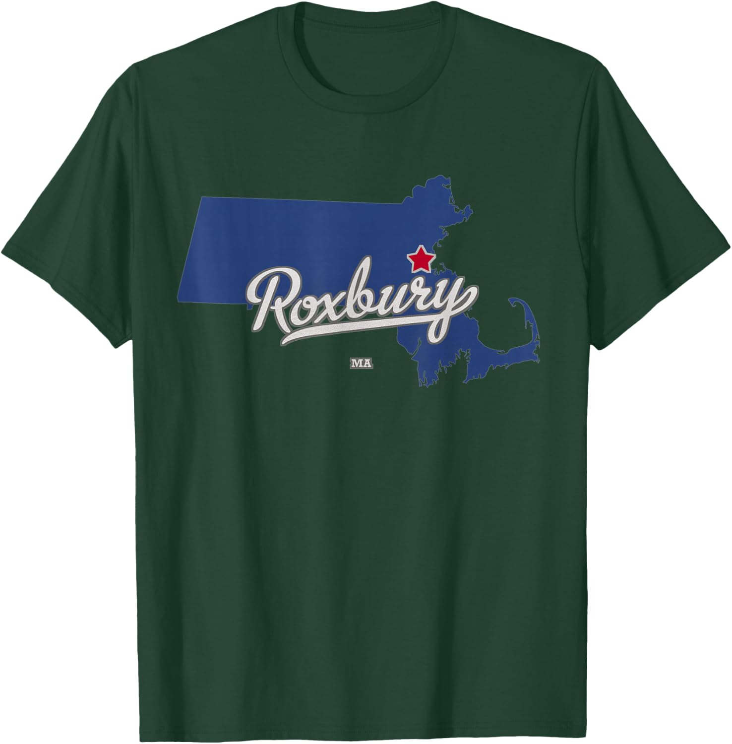 Roxbury Massachusetts Boston MA Map T-Shirt - T-Shirt | Forest