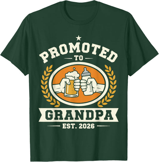 Promoted to Grandpa Est 2026 Baby Announcement T-Shirt - T-Shirt | Forest
