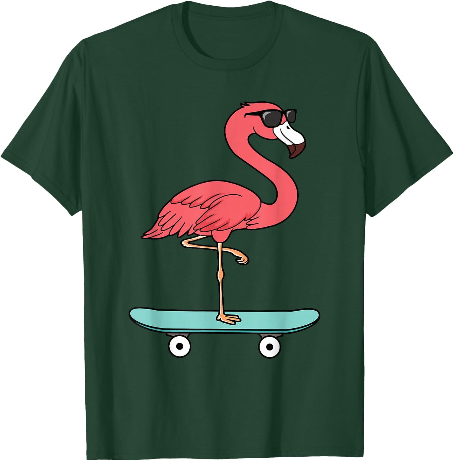 Funny Flamingo Skateboard Cool Flamingo Lover Men Boys Kids T-Shirt - T-Shirt | Forest