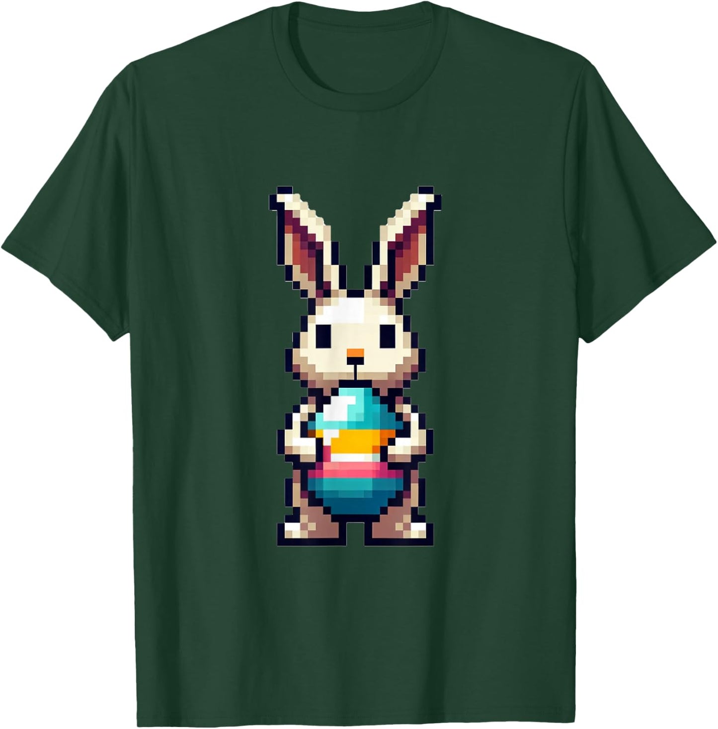 Süßer Pixel Osterhase Frohe Ostern Gamer Erwachsene Kinder T-Shirt - T-Shirt | Forest